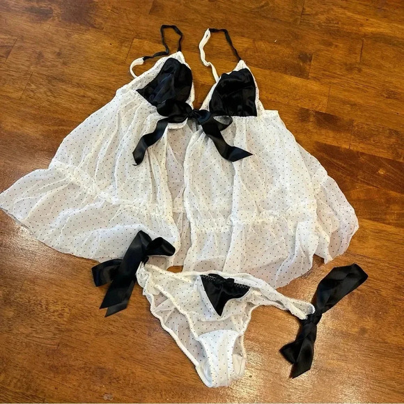 Victoria secret sexy little things cream white 2 piece lingerie set size medium - Picture 1 of 6